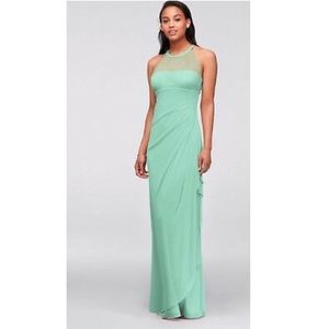 David’s Bridal Mint Green Long Satin Dress